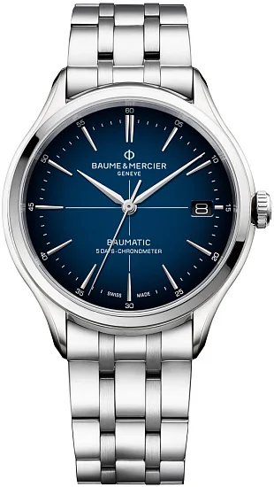 Baume & Mercier Clifton Gent Baumatic Steel Blue Dial Date COSC Chronometer M0A10468