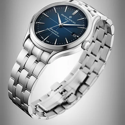 Baume & Mercier Clifton Gent Baumatic Steel Blue Dial Date COSC Chronometer M0A10468