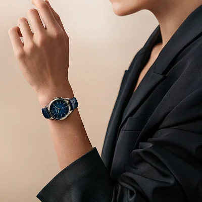 Baume & Mercier Clifton Lady Baumatic Date Leather Strap Blue Dial M0A10833