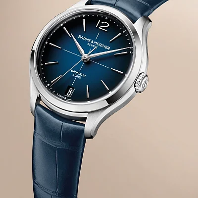 Baume & Mercier Clifton Lady Baumatic Date Leather Strap Blue Dial M0A10833
