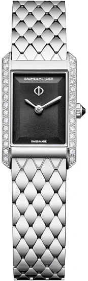 Baume & Mercier Hampton Lady Quartz Steel Black Dial Diamonds M0A10862