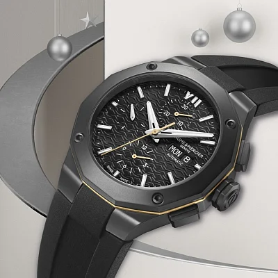 Baume & Mercier Riviera Gent Automatic Chronograph Date Rubber Strap Black Dial M0A10625