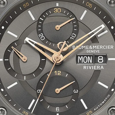 Baume & Mercier Riviera Gent Automatic Chronograph Date Rubber Strap Grey Dial M0A10722