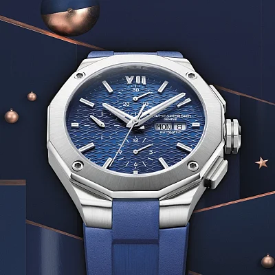 Baume & Mercier Riviera Gent Automatic Chronograph Day-Date Rubber Strap Blue Dial M0A10623