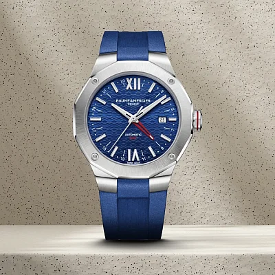 Baume & Mercier Riviera Gent Automatic GMT Date Rubber Strap Blue Dial M0A10659
