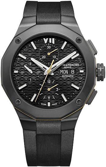Baume & Mercier Riviera Gent Automatic Chronograph Date Rubber Strap Black Dial M0A10625