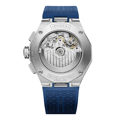 Baume & Mercier Riviera Gent Automatic Chronograph Day-Date Rubber Strap Blue Dial M0A10623