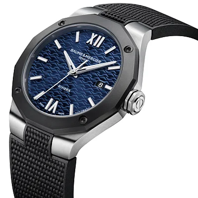 Baume & Mercier Riviera Gent Automatic Date Rubber Strap Blue Dial M0A10768