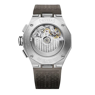 Baume & Mercier Riviera Gent Automatic Chronograph Date Rubber Strap Grey Dial M0A10722
