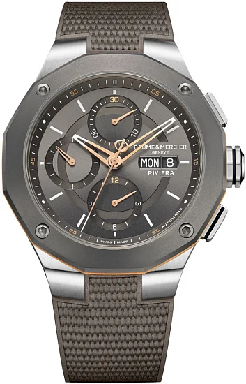 Baume & Mercier Riviera Gent Automatic Chronograph Date Rubber Strap Grey Dial M0A10722