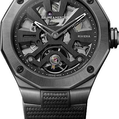 Baume & Mercier Riviera Gent Automatic Rubber Strap Skeleton Black Dial M0A10721