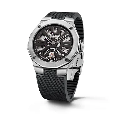 Baume & Mercier Riviera Gent Automatic Rubber Strap Skeleton Black Dial M0A10721