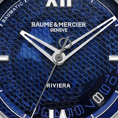 Baume & Mercier Riviera Gent Baumatic Date Rubber Strap Semi-Skeleton Blue Dial M0A10701