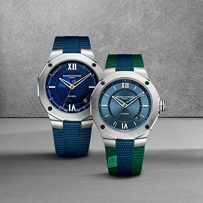 Baume & Mercier Riviera Gent Baumatic Date Rubber Strap Semi-Skeleton Blue Dial M0A10701