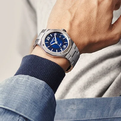 Baume & Mercier Riviera Gent Baumatic Date Steel Semi-Skeleton Blue Dial M0A10616
