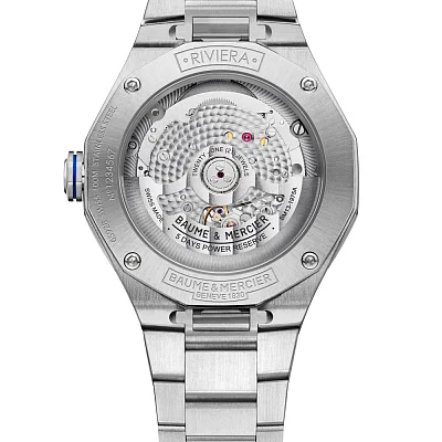 Baume & Mercier Riviera Gent Baumatic Date Steel Semi-Skeleton Blue Dial Set M0A10746