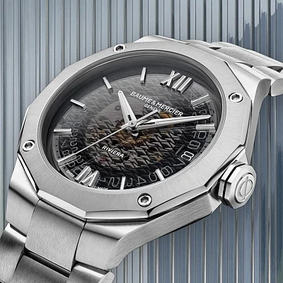 Baume & Mercier Riviera Gent Baumatic Date Steel Semi-Skeleton Grey Dial M0A10715