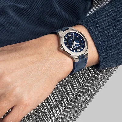 Baume & Mercier Riviera Gent Baumatic Date Leather Strap Semi-Skeleton Blue Dial M0A10714