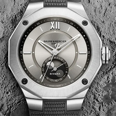Baume & Mercier Riviera Gent Baumatic Moonphase Date Rubber Strap Yellow Dial M0A10681
