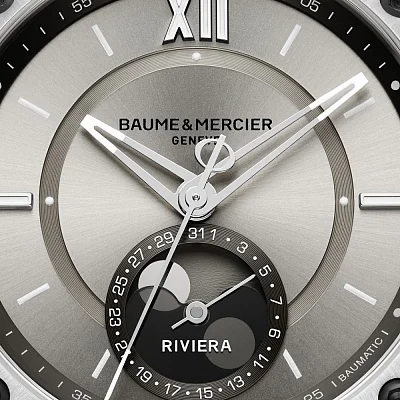 Baume & Mercier Riviera Gent Baumatic Moonphase Date Rubber Strap Yellow Dial M0A10681
