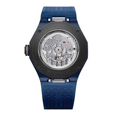 Baume & Mercier Riviera Gent Baumatic Date Rubber Strap Semi-Skeleton Blue Dial M0A10769