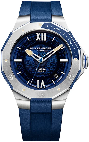 Baume & Mercier Riviera Gent Baumatic Date Rubber Strap Semi-Skeleton Blue Dial M0A10716