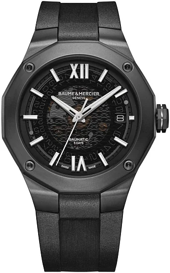 Baume & Mercier Riviera Gent Baumatic Date Rubber Strap Semi-Skeleton Grey Dial M0A10617