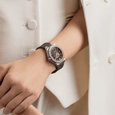 Baume & Mercier Riviera Gent Baumatic Date Rubber Strap Semi-Skeleton Grey Dial M0A10720