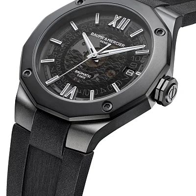 Baume & Mercier Riviera Gent Baumatic Date Rubber Strap Semi-Skeleton Grey Dial M0A10617
