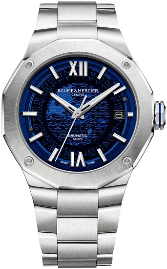 Baume & Mercier Riviera Gent Baumatic Date Steel Semi-Skeleton Blue Dial M0A10616