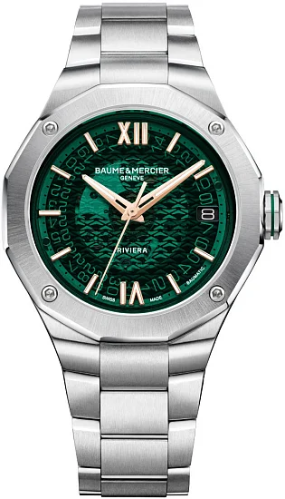 Baume & Mercier Riviera Gent Baumatic Date Steel Semi-Skeleton Green Dial M0A10770