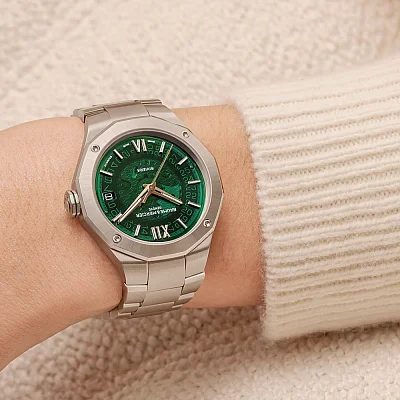 Baume & Mercier Riviera Gent Baumatic Date Steel Semi-Skeleton Green Dial M0A10770