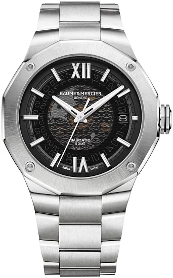 Baume & Mercier Riviera Gent Baumatic Date Steel Semi-Skeleton Grey Dial M0A10702