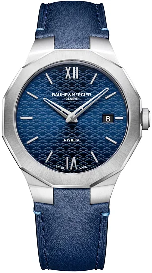 Baume & Mercier Riviera Gent Date Blue Leather Strap Blue Dial M0A10846