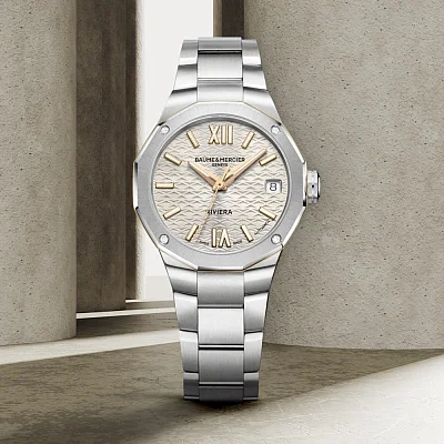 Baume & Mercier Riviera Lady Automatic Date Steel Grey Dial Diamonds M0A10730