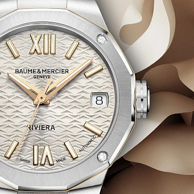 Baume & Mercier Riviera Lady Automatic Date Steel Grey Dial Diamonds M0A10730