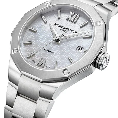 Baume & Mercier Riviera Lady Automatic Date Steel Pearl White Dial Diamonds M0A10663
