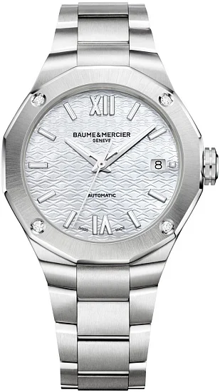 Baume & Mercier Riviera Lady Automatic Date Steel Pearl White Dial Diamonds M0A10663