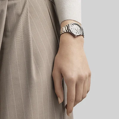 Baume & Mercier Riviera Lady Quartz Date Steel Pearl White Dial Diamonds M0A10729