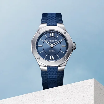 Baume & Mercier Riviera Lady Quartz Rubber Strap Night Blue Dial M0A10689