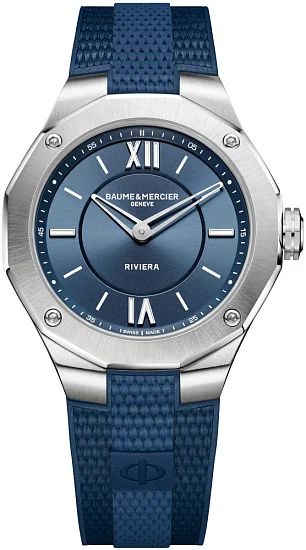 Baume & Mercier Riviera Lady Quartz Rubber Strap Night Blue Dial M0A10689