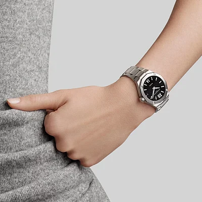 Baume & Mercier Riviera Lady Quartz Date Steel Black Dial Diamonds M0A10724