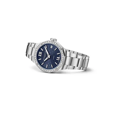 Baume & Mercier Riviera Lady Quartz Date Steel Blue Dial Diamonds M0A10765