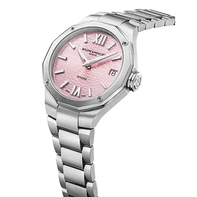 Baume & Mercier Riviera Lady Quartz Date Steel Pink Dial M0A10812