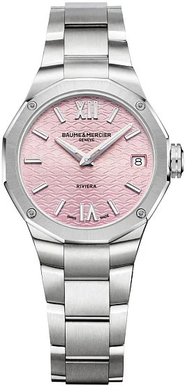 Baume & Mercier Riviera Lady Quartz Date Steel Pink Dial M0A10812