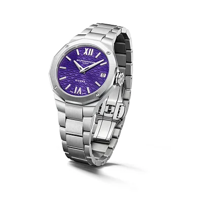 Baume & Mercier Riviera Lady Quartz Date Steel Violet Dial M0A10728