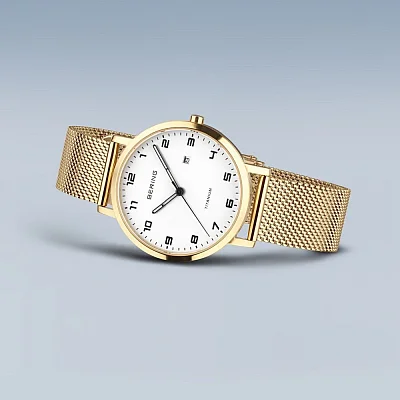 Bering Classic Lady Titanium Date Gold Mesh 18634-334