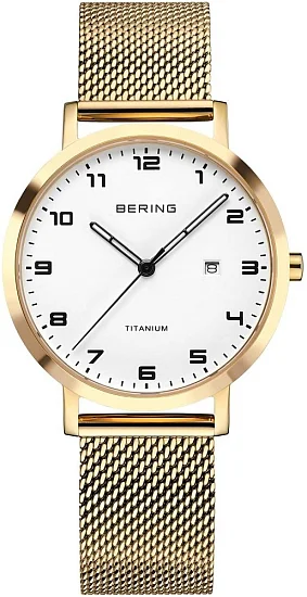 Bering Classic Lady Titanium Date Gold Mesh 18634-334