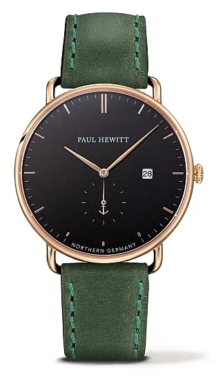Paul Hewitt Grand Atlantic Line Gold Black Sea Leather Green PH-TGA-G-B-12M