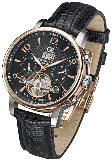Carl von Zeyten Buhl Automatic Open-Heart Big Date Calendar Rose Gold PVD CVZ0029RBK